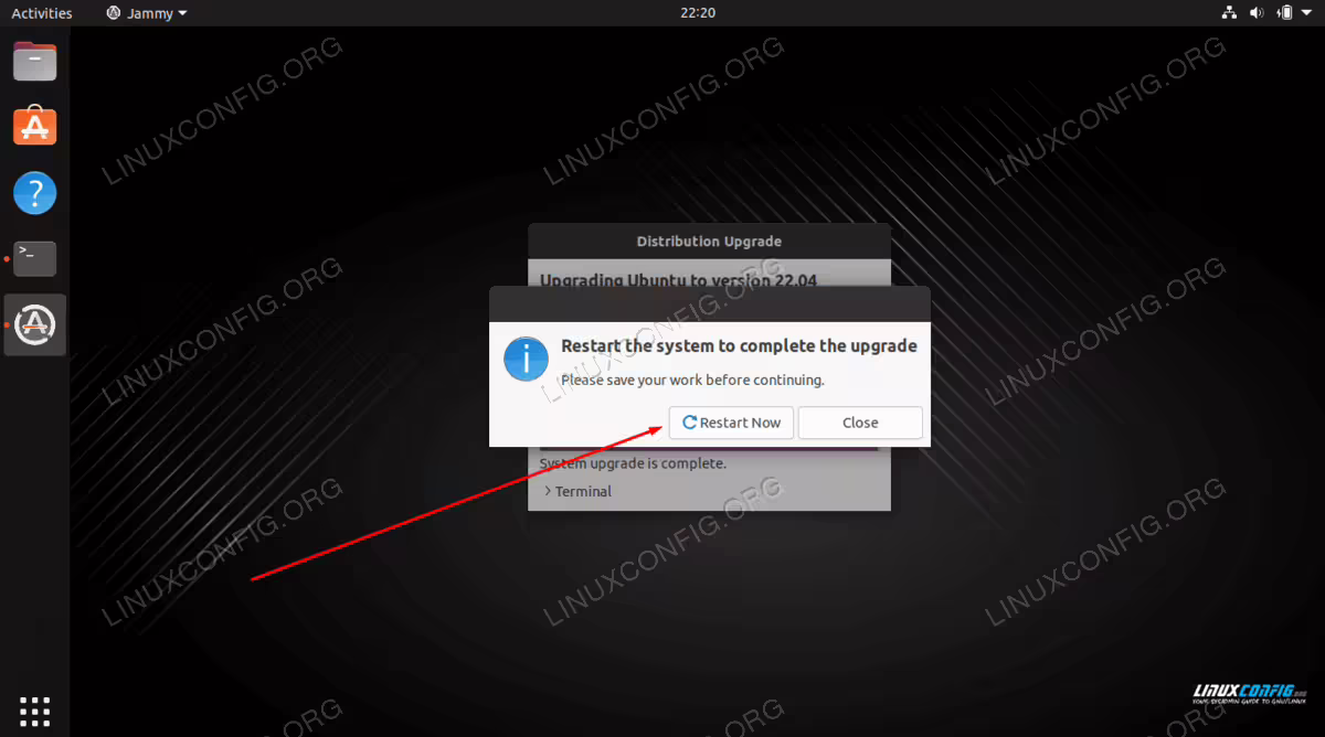 Reboot to load into Ubuntu 22.04