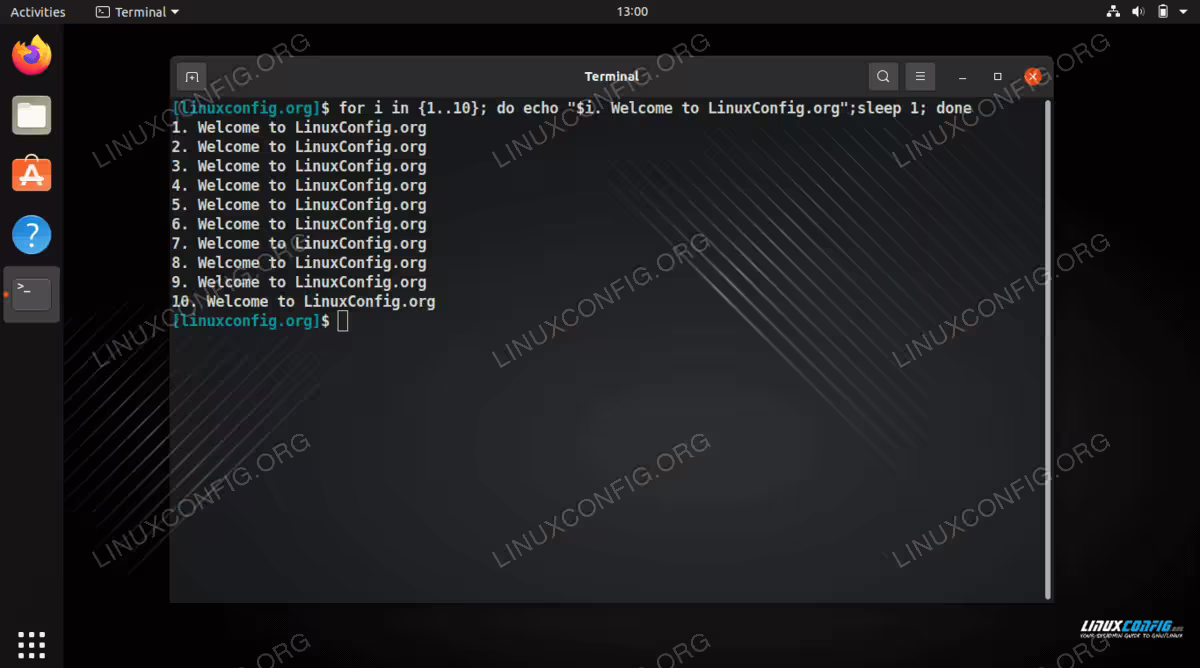 Executing a Bash for loop on Linux