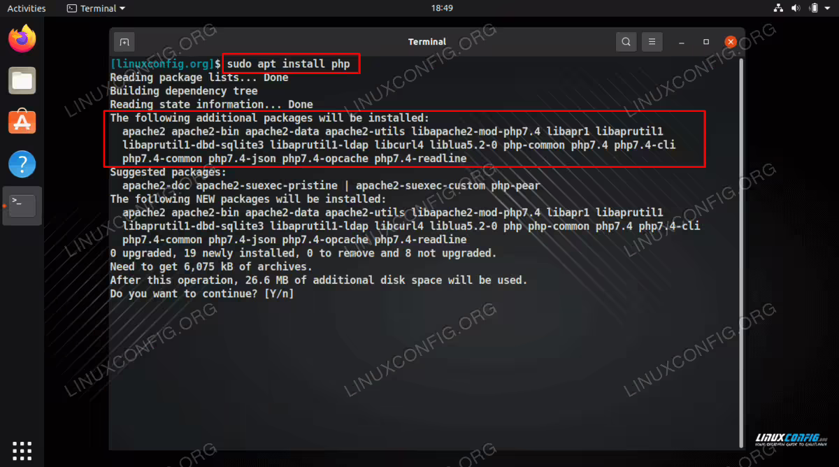 Using apt to install PHP and all of its related software