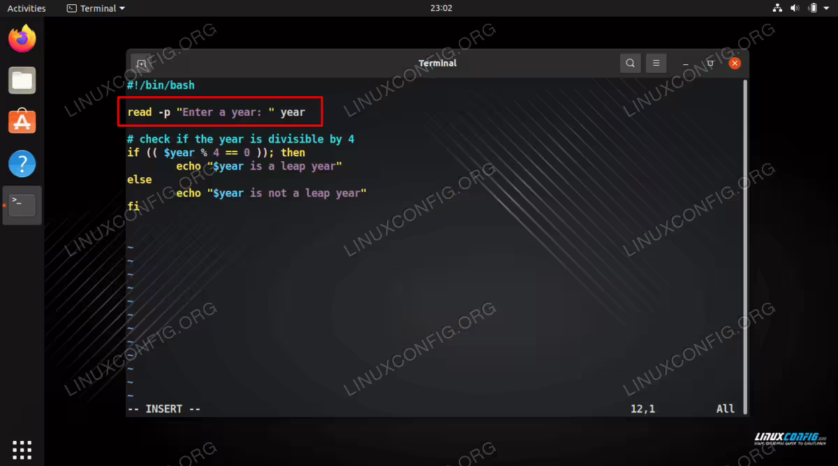 Example of how to read input from the command line in a Bash script