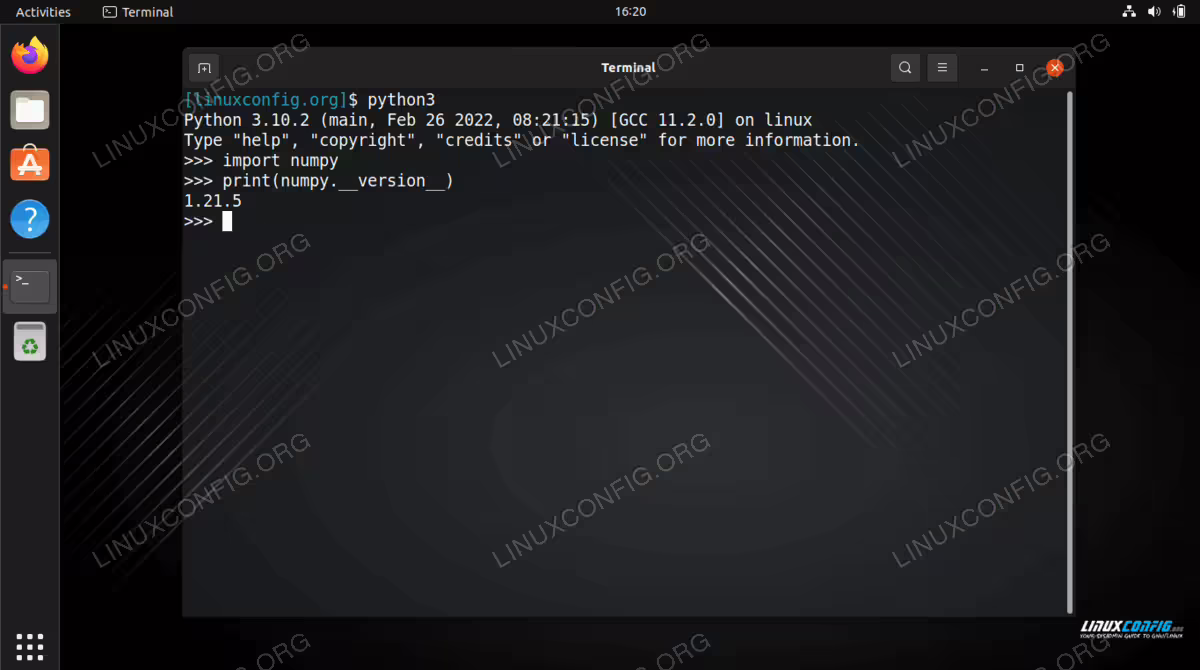 Numpy on Ubuntu 22.04 Jammy Jellyfish Linux