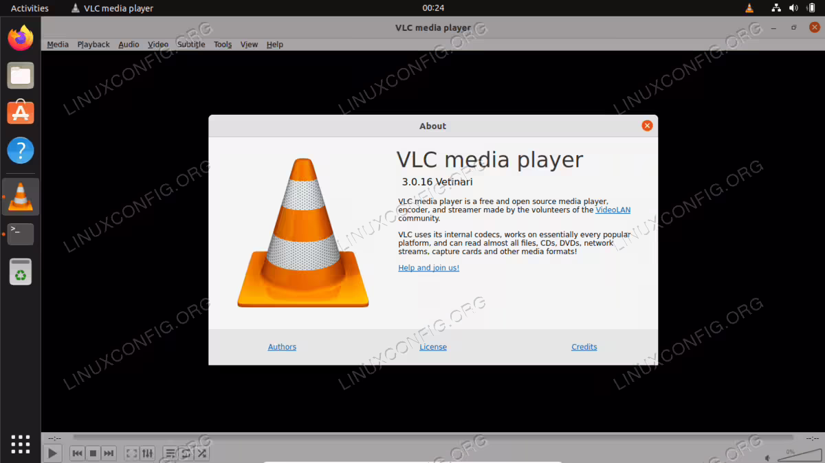 VLC media player on Ubuntu 22.04 Jammy Jellyfish