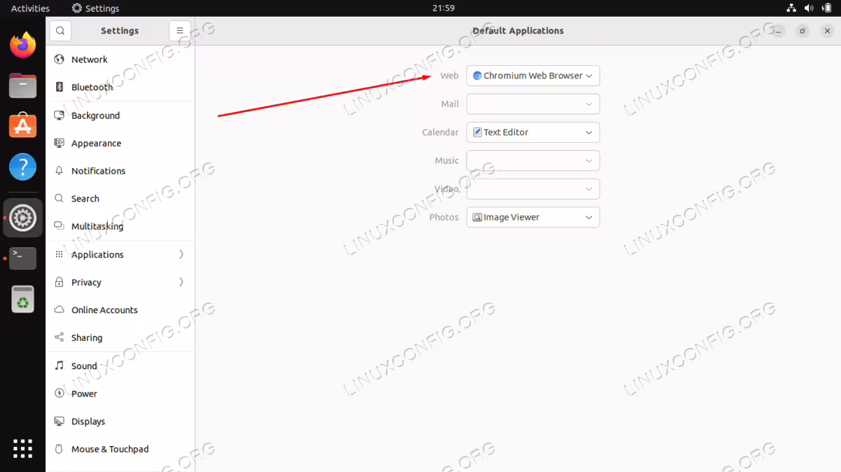 Selecting default web browser from GUI