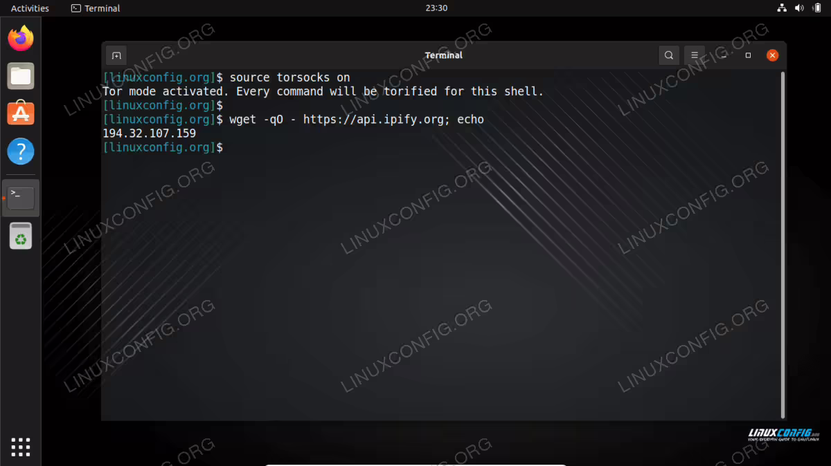 Turn on tor mode to torify the shell