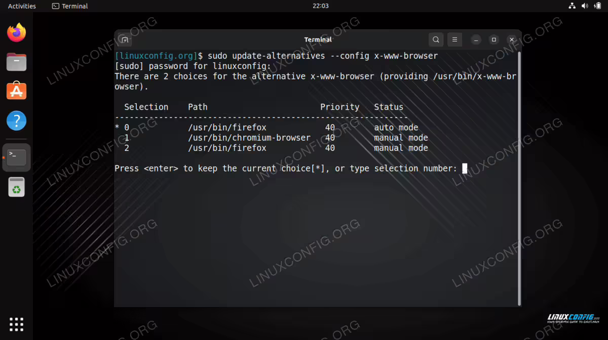 Setting default web browser from command line