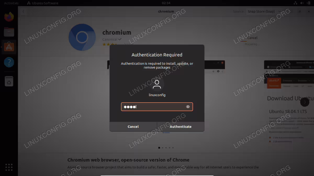 Authenticate with your password to start the installation