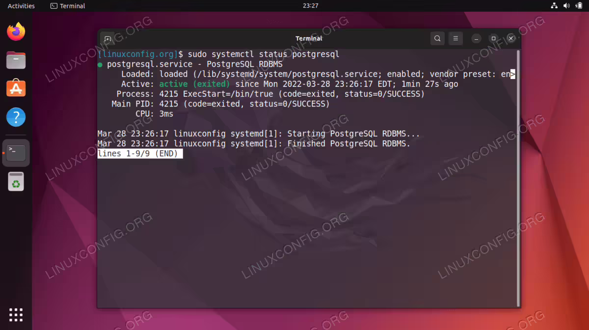 PostgreSQL Server running on Ubuntu 22.04 Jammy Jellyfish