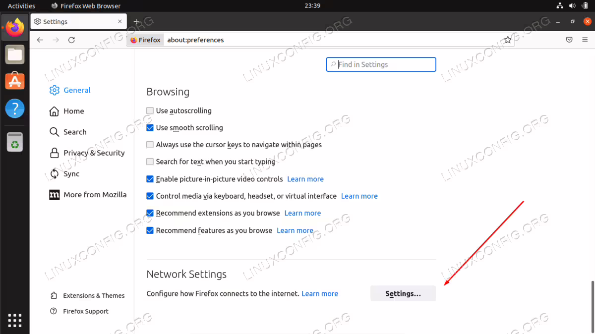 Open Network Settings menu in your web browser