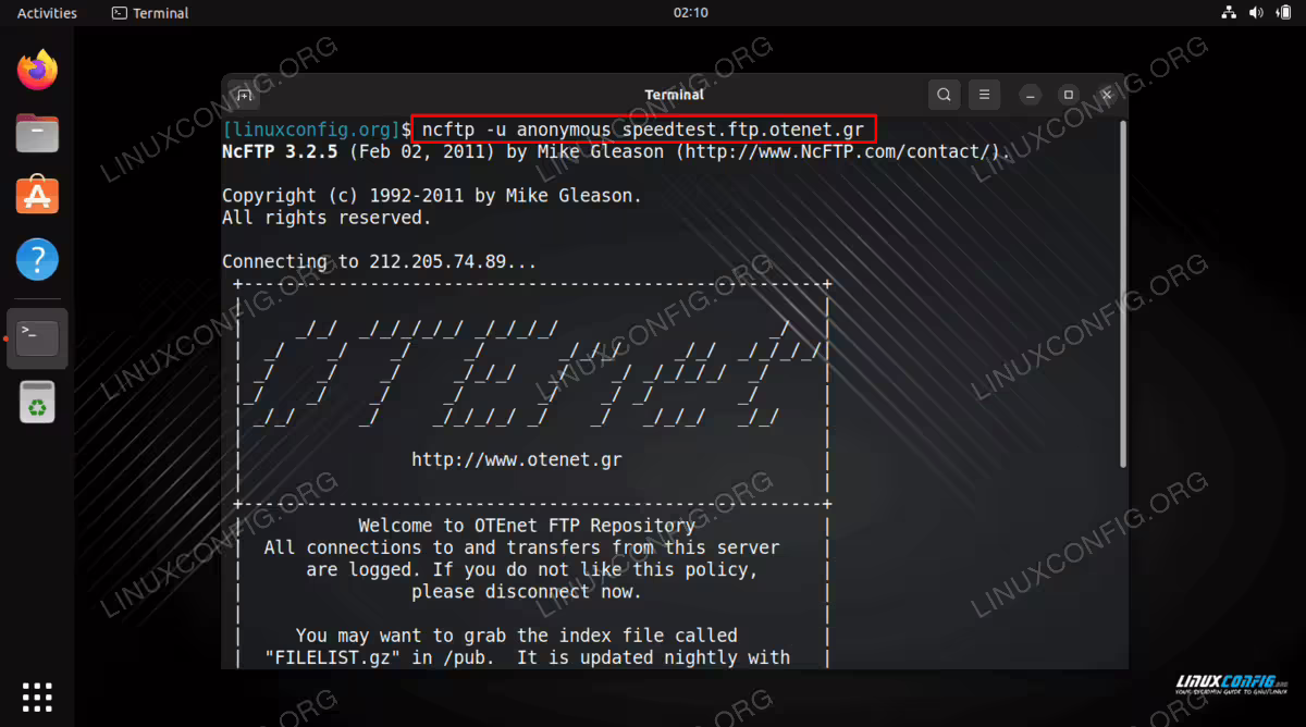 Using NcFTP on Ubuntu 22.04