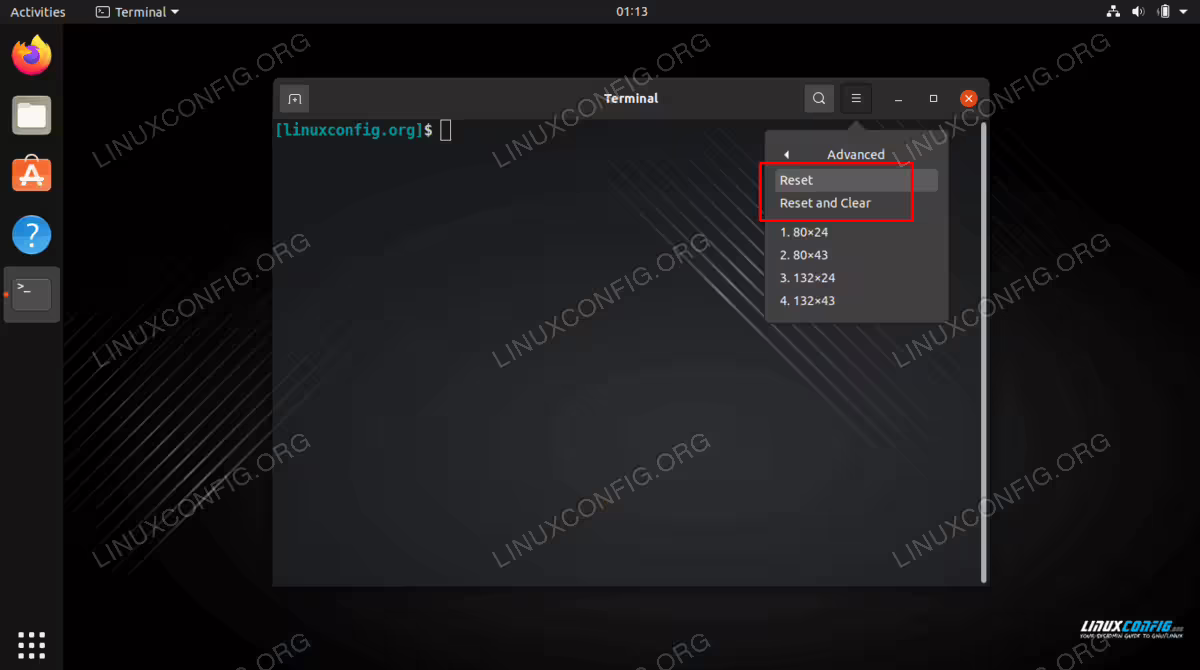 Resetting terminal in GNOME desktop environment
