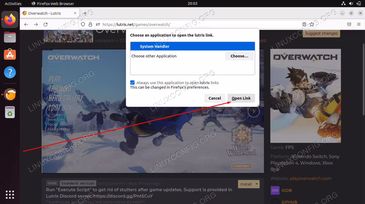 Use Lutris to open up the install link