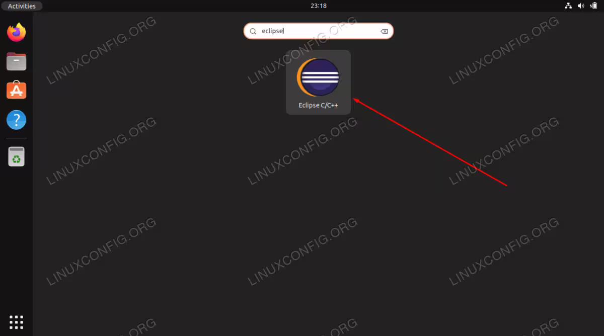 Searching for and opening the Eclipse IDE via GUI
