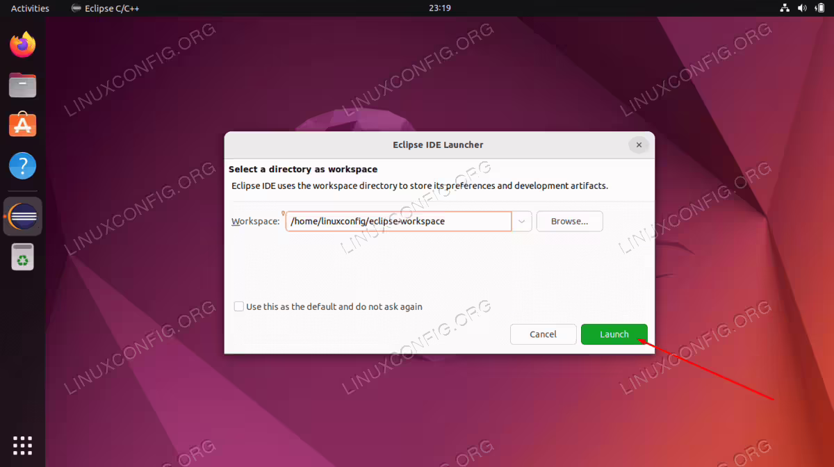 Select work space in Eclipse IDE