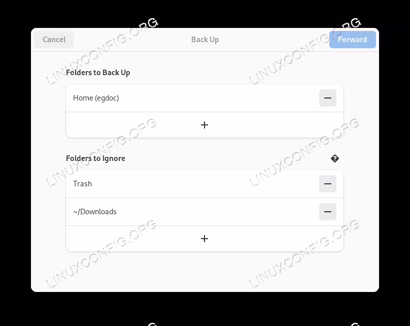Including and excluding directories is really easy with Déjà Dup