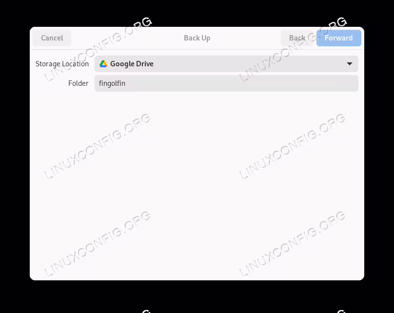 Choosing a destination for the backups