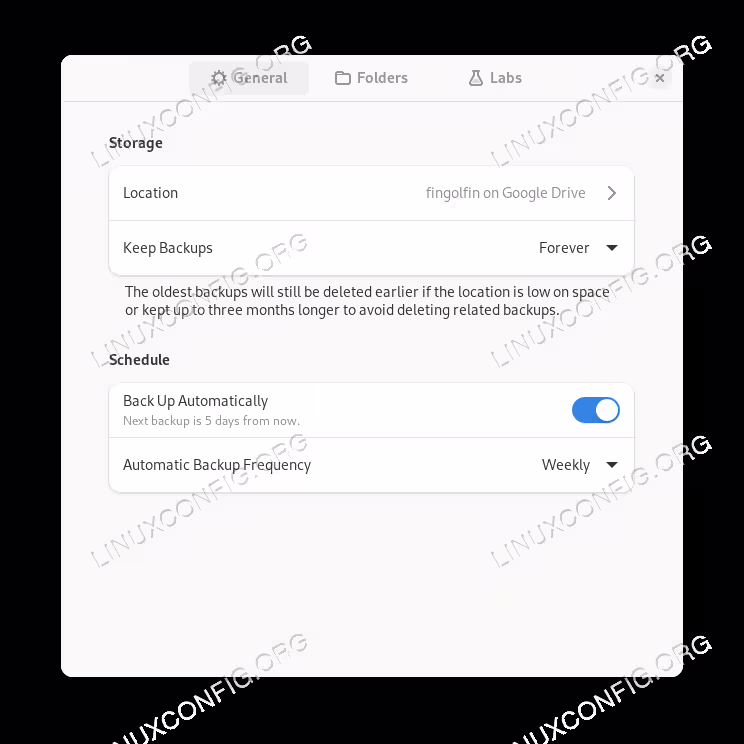 Enable scheduled backups