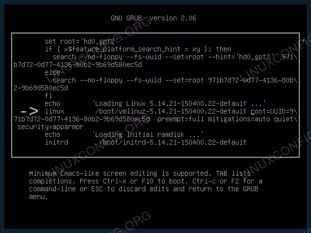 Temporarily modifying Grub options