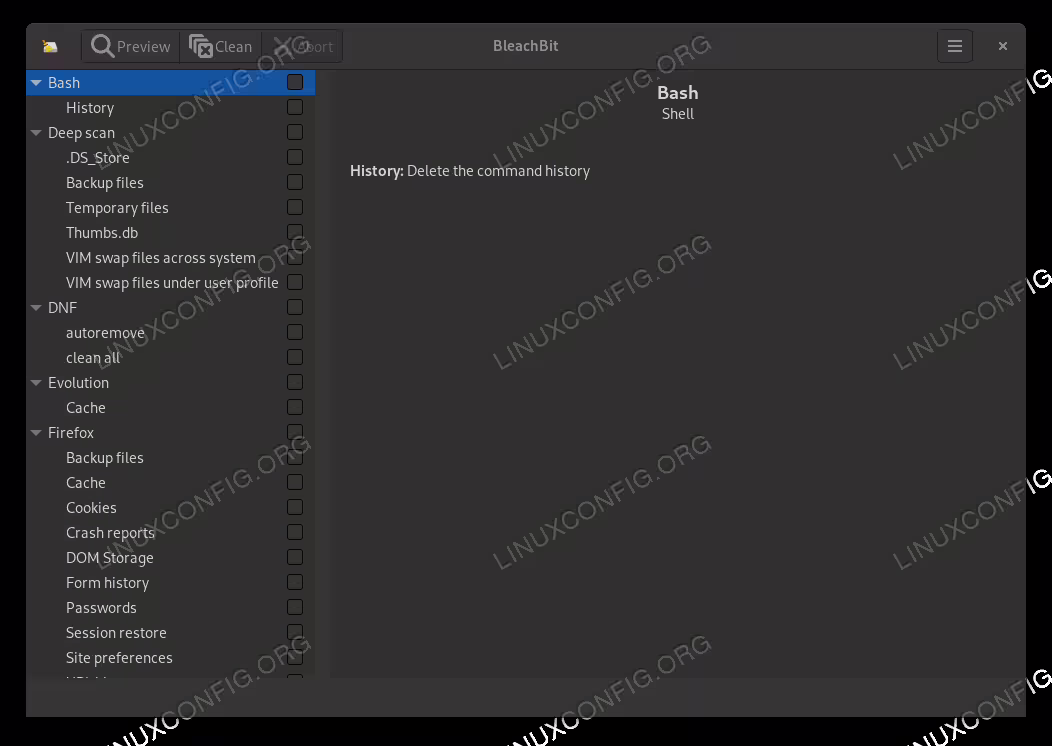 BleachBit main window