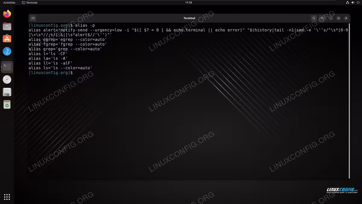 All of the aliases configured on our system