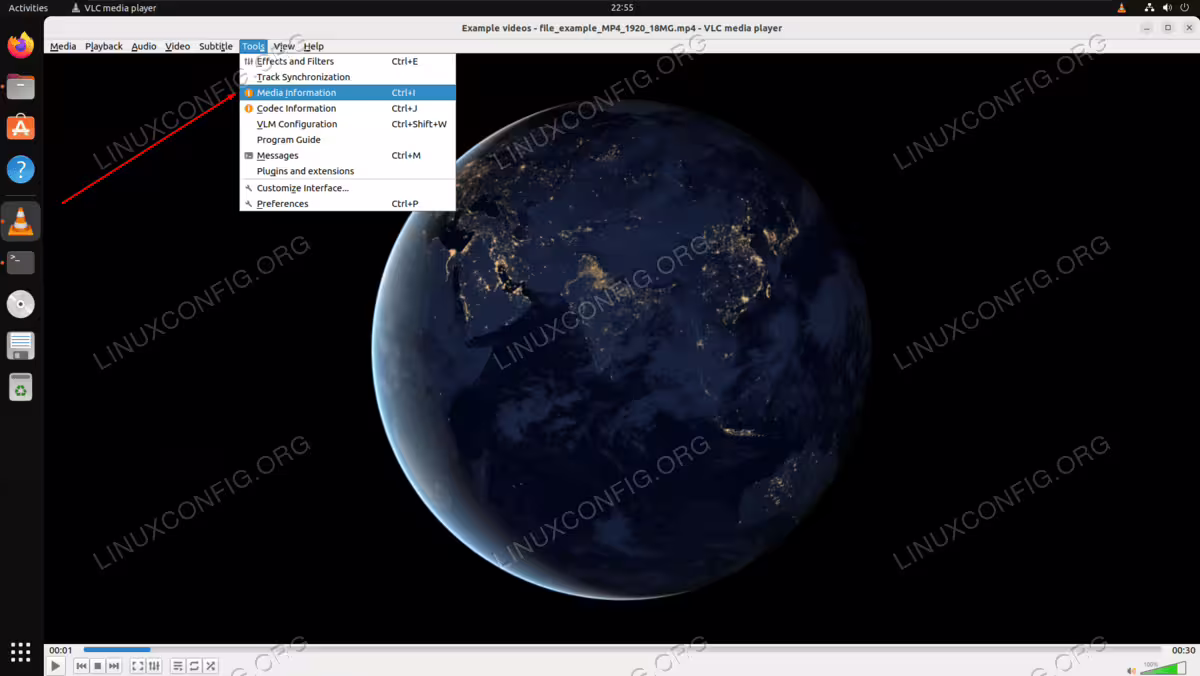 Open media information in VLC media player