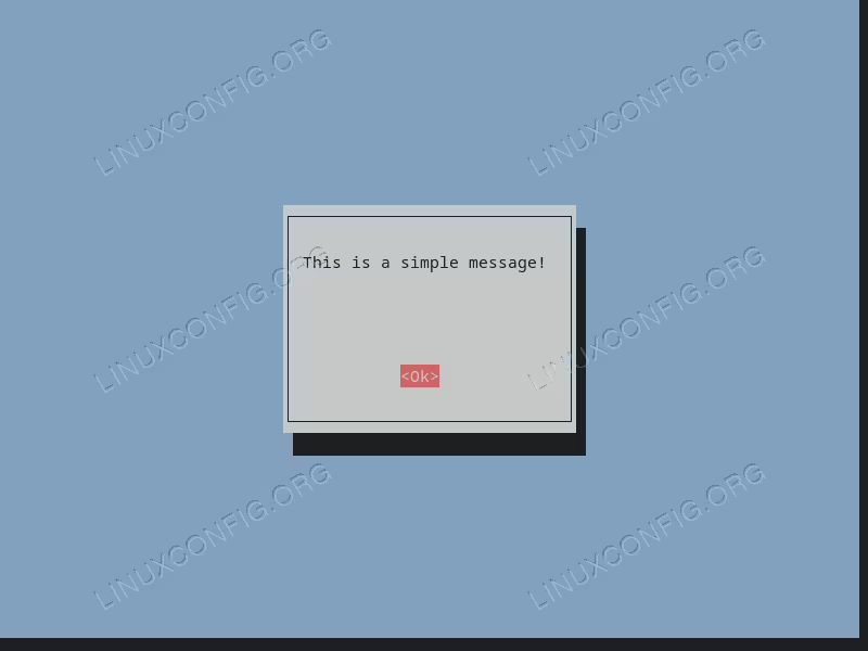 A simple message box created with Whiptail