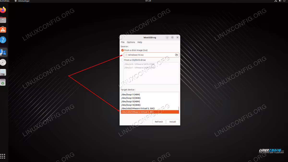 Creating a bootable startup disk via GUI
