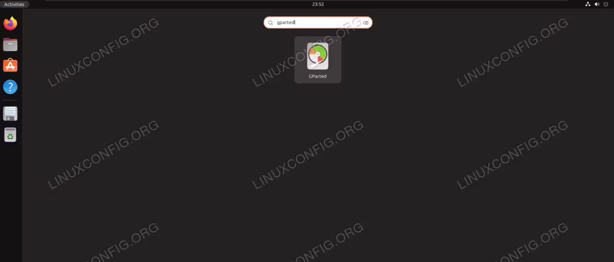 Search for and open the gparted app