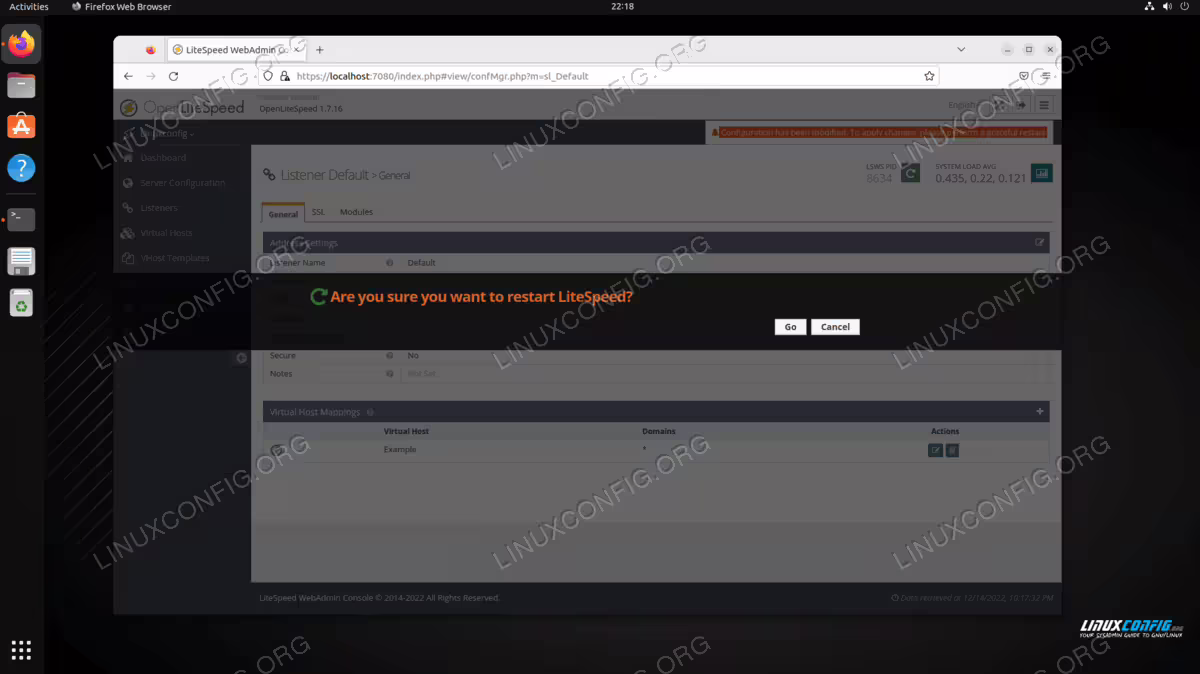 Restart confirmation box