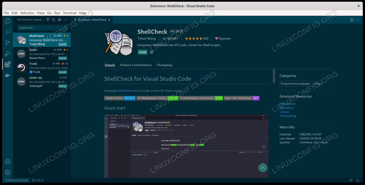 ShellCheck and VScode