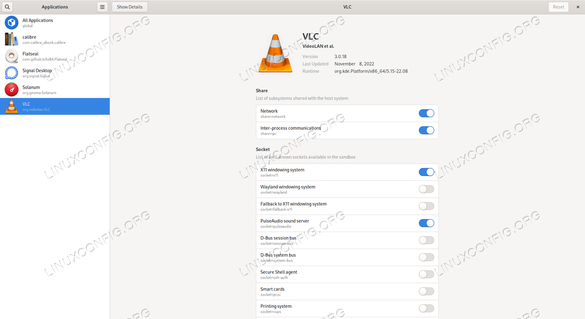 Vlc flatpak shared sockets