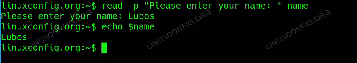 Prompt the user to enter their name and stores the input in a bash variable
