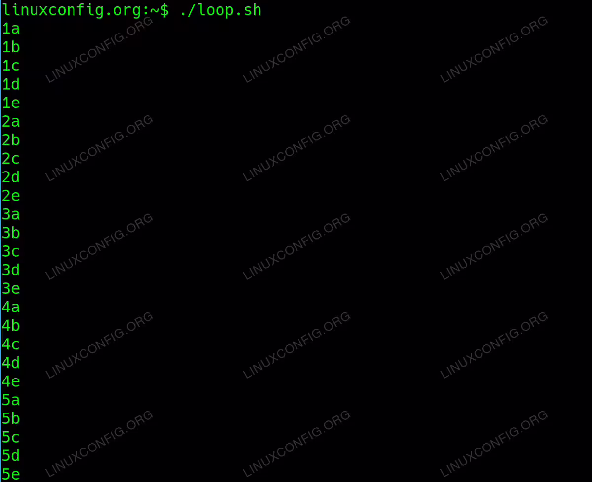 Basic structure of a nested for loop in bash scripting