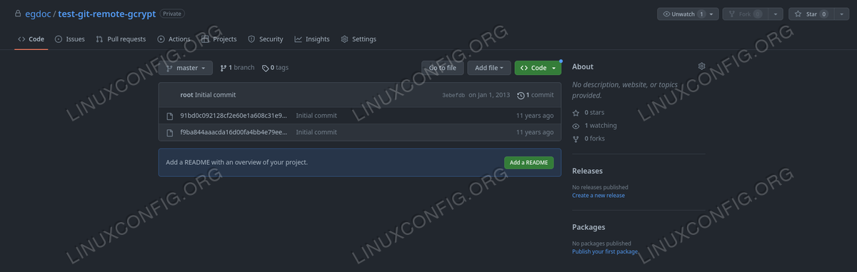 the encrypted content in the remote git repository