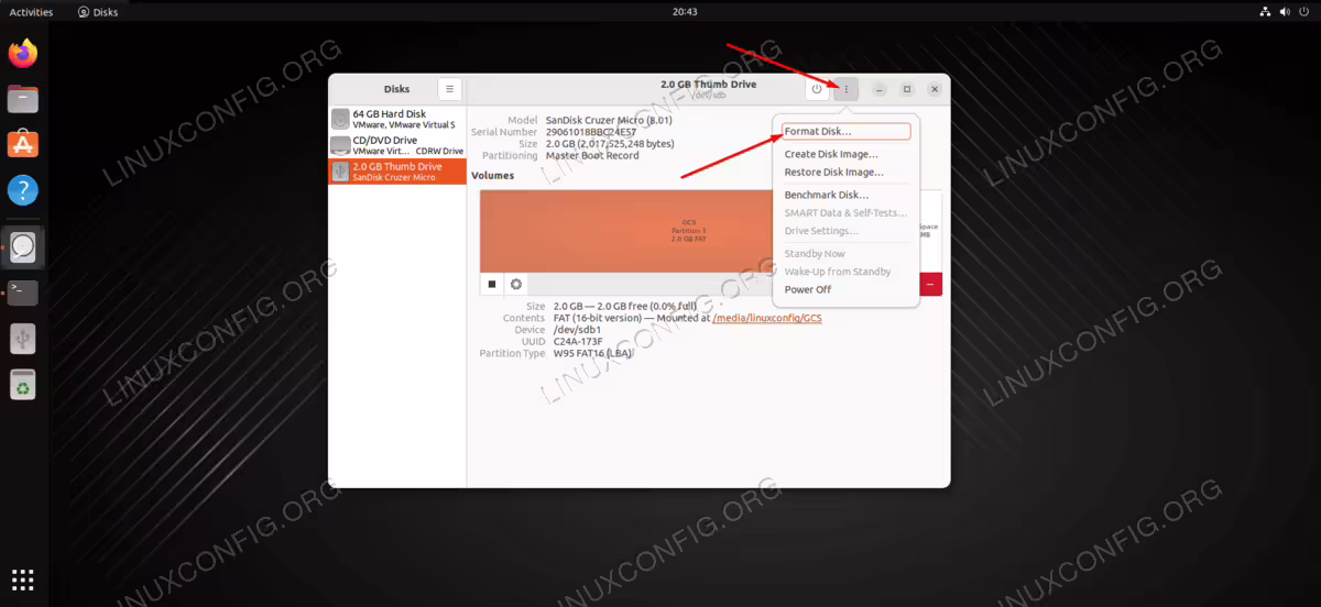 Select to format your USB flash drive