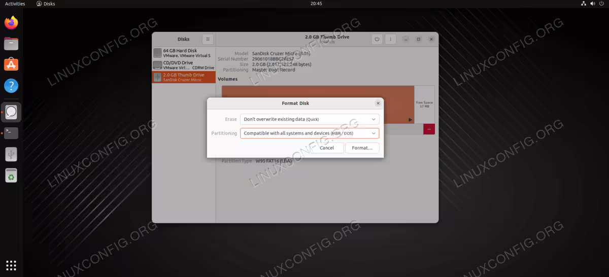 Choose formatting options or simply leave the defaults selected