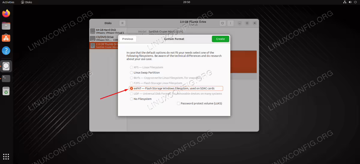 Choose to format the partition with exFAT