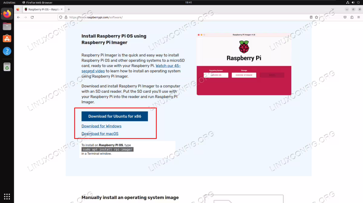 Downloading the Raspberry Pi OS imaging tool