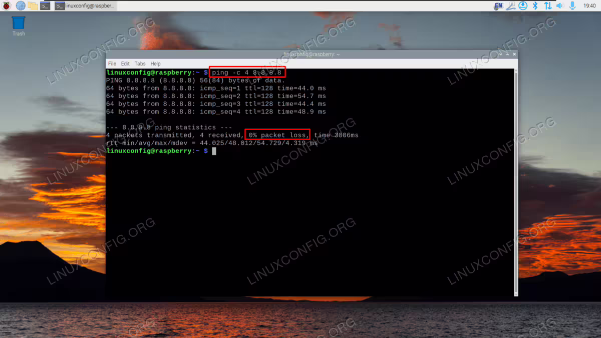Using the ping command on a Raspberry Pi