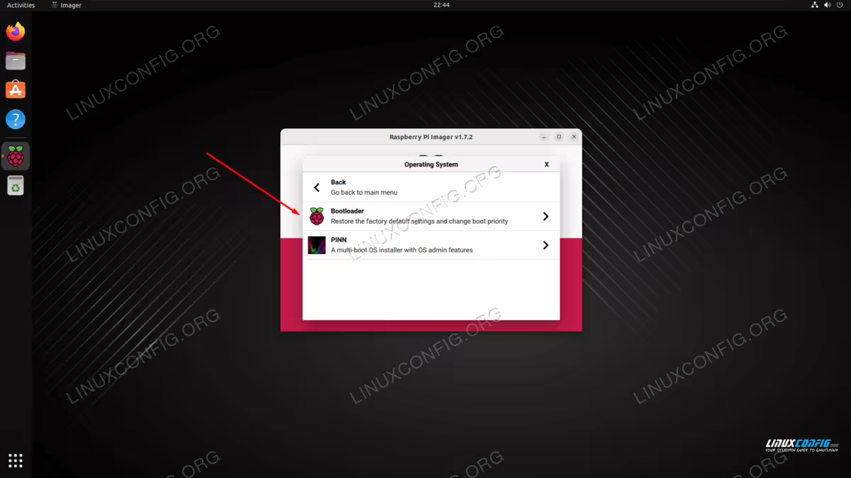 The bootloader option allows us to change the boot priority order