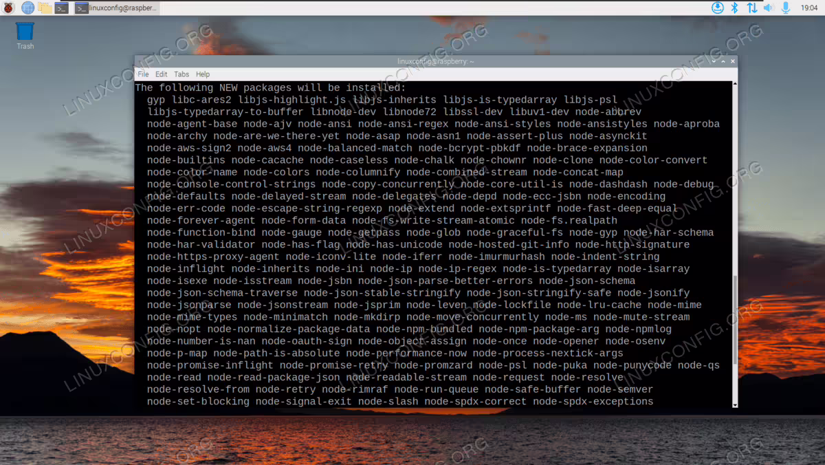 Many Node.js related packages will be installed with this command