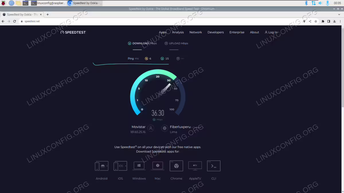 Using the GUI method to perform speed test online