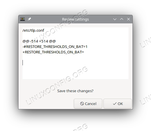 Tlpui shows settings file diff and prompt us to confirm them