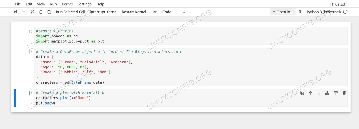 Using the pandas library in the notebook