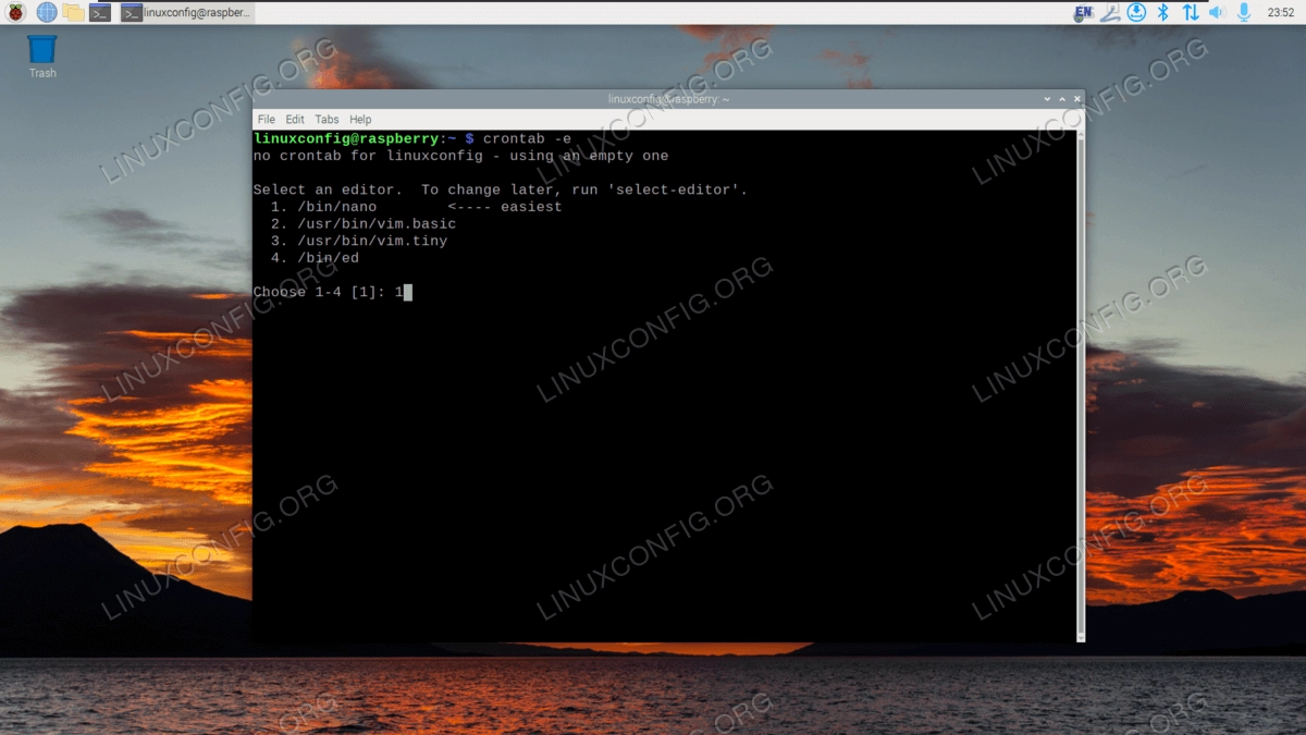 Selecting a default text editor to use with crontab