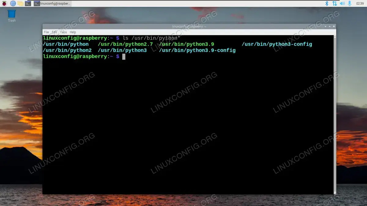 Listing available Python executable versions on our Raspberry Pi