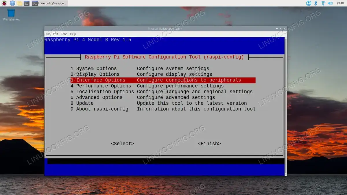 Selecting Interface Options from the raspi-config menu