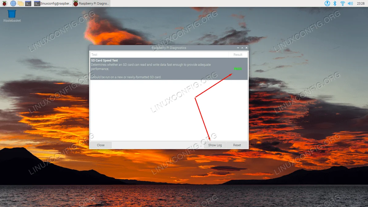Viewing SD card test result and log file