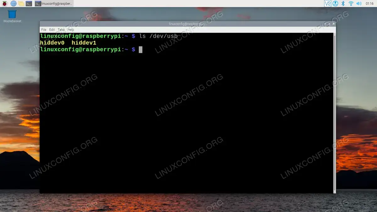 Checking the USB devices directory in a Raspberry Pi