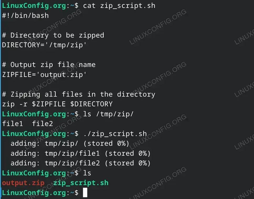 Basic Script to Zip All Files in a Directory