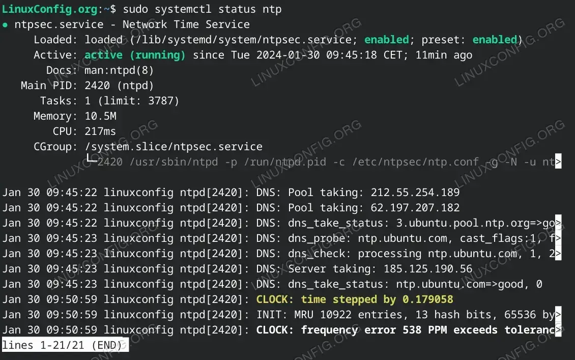 Check NTP Service Status